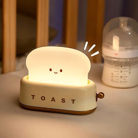 Luce notturna per bambini, tostapane con luce notturna per bambini, lampada da comodino a LED dimmerabile, piccola luce notturna ricaricabile tramite USB, lampada con funzione timer, luce notturna kaw (1/4)
