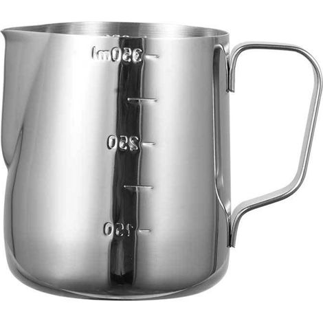 Tasse à mousse de lait en acier inoxydable, bec d'aigle, pichet à mousse, 350ml, cuisson à la vapeur avec échelle, pour café et cuisine (1/5)