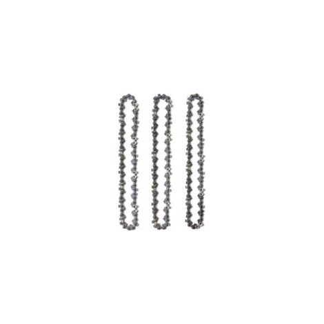 Lot de 3 Chaînes de tronçonneuse de 25 cm 3/8"LP 1,3 mm 40 maillons d'entraînement - Chaîne à Faible Rebond compatible avec Makita, Black & Decker, Bosch, Greenworks et plus