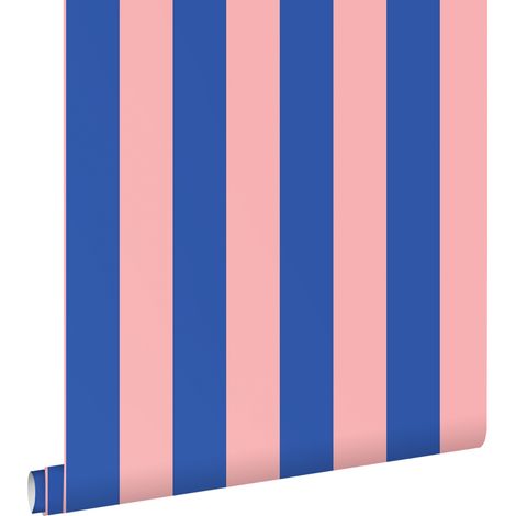 papier peint à rayures rose clair et bleu - ESTAhome