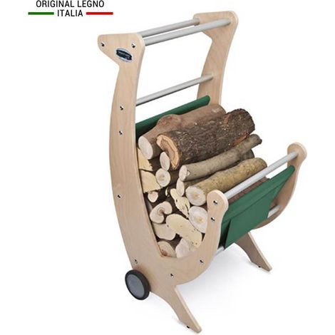 Carrello per legna camino legnaia Telo Verde L50 x P50 x 100H Made in Italy (1/5)