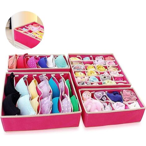 Organisateur de sous-vêtements pliable, idéal pour ranger soutiens-gorge, chaussettes et lingerie dans les tiroirs et les placards. (1/5)