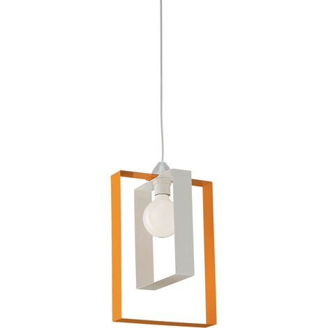 Sospensione Moderna Duplo 1 Luce Ferro Laccato Bianco E Arancio (1/5)
