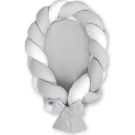 Capullo trenzado para bebé 2 en 1 - blanco y gris (1/2)