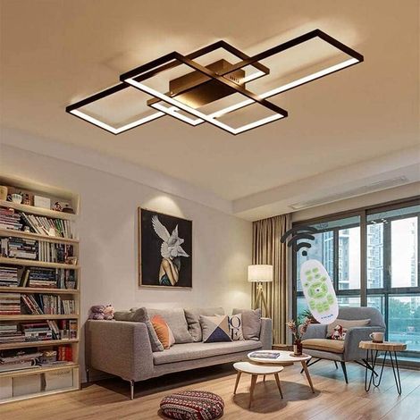 Plafonnier LED 140cm, Luminaire LED 115W Dimmable Avec Télécommande, Moderne Plafonnier Salon 2700K-6500K, Noir Lustre pour Chambre Cuisine (1/5)