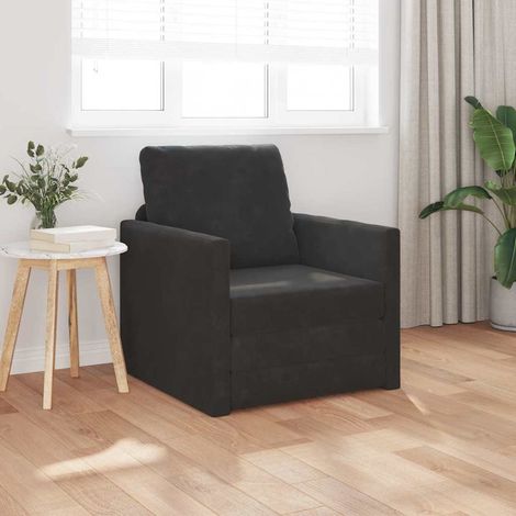 Vidaxl – Canapé-lit convertible 2 places noir velours – Dimensions 74 x 77 x 81 cm – Design moderne et confortable – Mécanisme de conversion facile