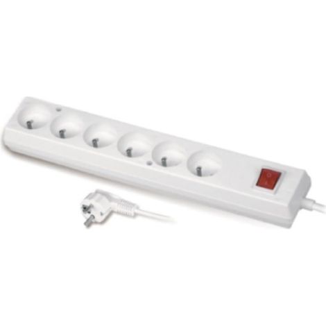 Prolunga con interruttore, 6 prese, 10A, 5 m, bianca, PS-670WS, T-106220