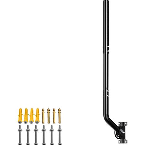 Mât d'antenne universel pour antennes de télévision, satellite, radio et Wi-Fi, support réglable et support mural, noir, extensible (52 à 82 cm) (1/5)