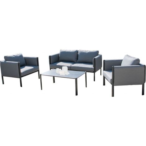 Inko 4-teilige Lounge-Sitzgruppe Benito Aluminium anthrazit mit Tisch 103x65 cm Loungegruppe (1/5)