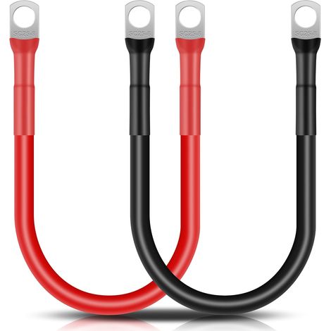 2 Pièces Cable Batterie Voiture 30cm 25mm² Câble Onduleur de Batterie 3AWG 12V avec M8 Cosses à œillets pour Camion Auto Moto Marine Solaire Noir et Rouge (1/5)