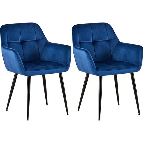 2er Set Esszimmerstuhl Emia Samt blau