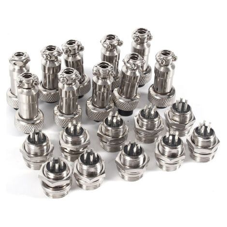 Lot de 10 connecteurs GX12 5 broches 12 mm pour aviation (mâle/femelle) à douille métallique