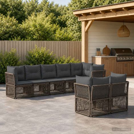 Set Divano da Giardino 8 pcs Grigio polyrattan vidaXL (1/5)