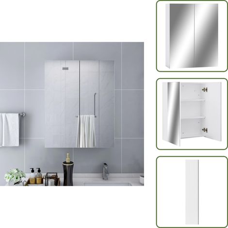 Armario de baño blanco - 323607 vidaXL Bathroom Mirror Cabinet White 60x15x75 cm MDF - Armario de baño con espejo