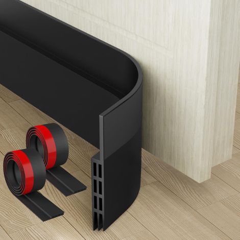 Boudin de Porte, Bas de Porte en Silicone Souple, Bas de Porte Isolant Phonique Porte, Boudin de Porte Isolant Froid, (200 X 5 CM, Noir) (1/5)