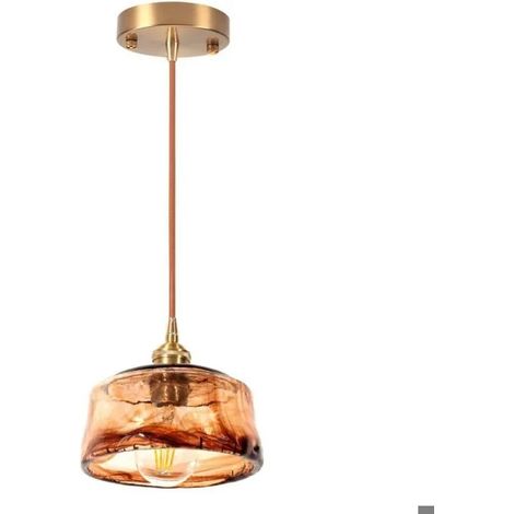 Lustre Industriel,Suspension Luminaire Vintage en Verre Ambre Lampe de Plafond Retro Abat-jour Design Irrégularités,1813cm (1/5)