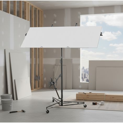 Klappbarer Plattenheber 68 kg, höhenverstellbar 180-470 cm, 3 gebremste Rollen, grau OKMYHOME (1/5)