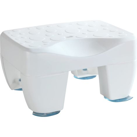 WENKO sedile antiscivolo per vasca da bagno con superficie strutturata, portata 150 kg, Plastica, 40 x 21 x 31 cm, Bianco (1/4)