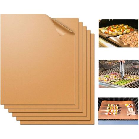 AIDUCHO Tapis De Gril En Cuivre Tapis De Gril De Barbecue Antiadhésifs, Robustes, Réutilisables Et Faciles À Nettoyer Fonctionne Sur Un Barbecue À Charbon De Bois Pour Gril Électrique 15,75 X 13 Pouce (1/4)