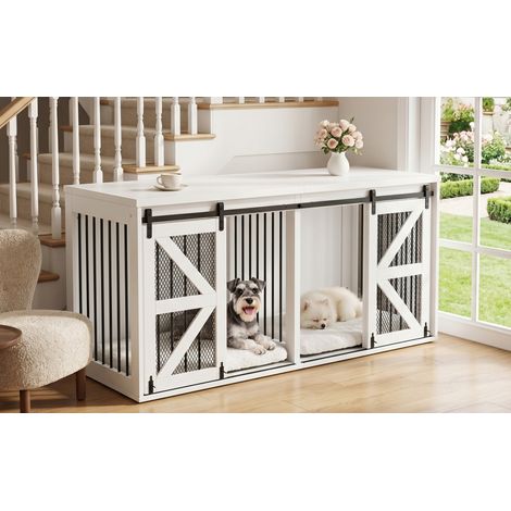 Cage pour chien 160x60x75 cm blanc porte grange (1/5)