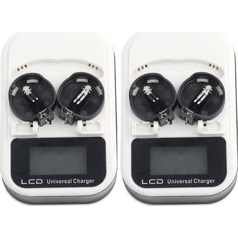 Chargeur de pile bouton 2 pièces - Écran LCD - Rechargeable - AC100-240V (1/4)