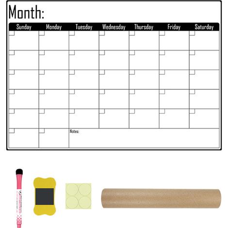 Calendrier Magnétique Effaçable - Calendrier Mensuel Vertical pour Réfrigérateur - Tableau Blanc Magnétique (1/5)