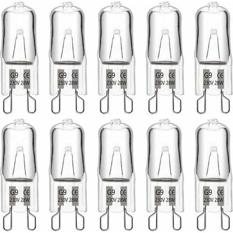 Ampolla alogena G9 28W 230V, 370LM 2700K Bianco Caldo Dimmerabile, Lampadina Capsule G9, per lampadari, illuminazione paesaggistica, applique da parete, illuminazione dell'armadio, confezione da 10 (1/4)