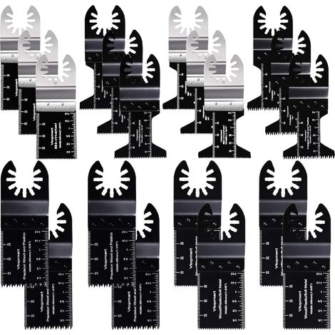 20 lames de scie oscillantes à dégagement rapide pour outil multifonction en métal et bois, compatibles avec Fein Multimaster et Porter Cable (noires).
