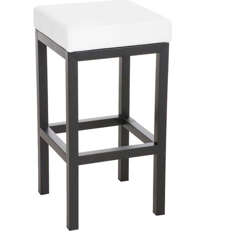 Sgabello da bar x1 con poggiapiedi dal design semplice altezza seduta 80 cm in PVC bianco e supporto in metallo nero 100005408