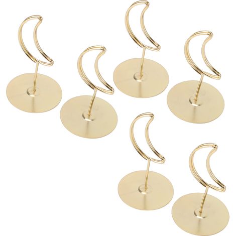 Lot de 6 porte-numéros de table, porte-noms, porte-cartes, porte-mémos, porte-photos, porte-menus en forme de lune (1/5)