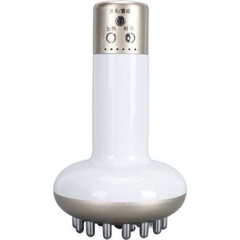 Brosse de massage électrique méridienne à microcourants, anti-cellulite, chauffante et vibrante, pour drainage lymphatique manuel, blanche (1/5)