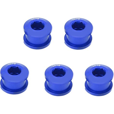 5 Pièces Boulons de Plateau Alliage d'Aluminium Ultra-Légers pour Vélo de Route et Montagne Bleus (1/5)