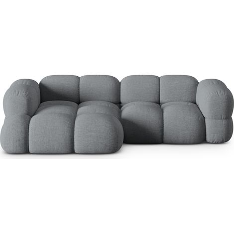 Canapé d'angle gauche 3 places en tissu structurel gris (1/5)