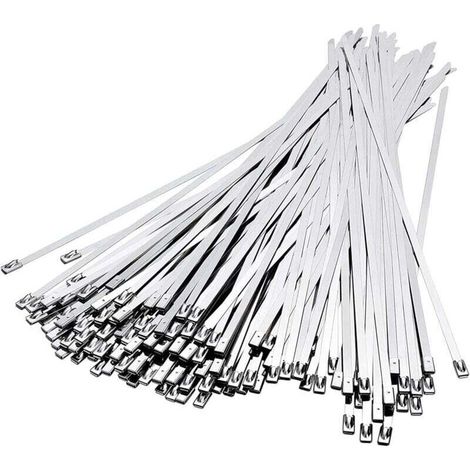 100 stainless steel cable ties 300 mm × 4.6 mm Stainless steel cable ties for exhaust systems, cable bundling, maintenance fences, roofing (1/5)