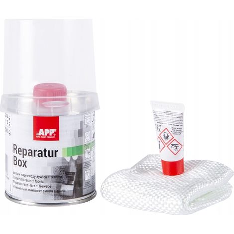Kit de réparation - Carrosserie - Résine polyester + fibre de verre + durcisseur - APP