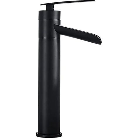 Wasserfallarmatur schwarz Messing ein Hebel hoher Auslauf (1/4)