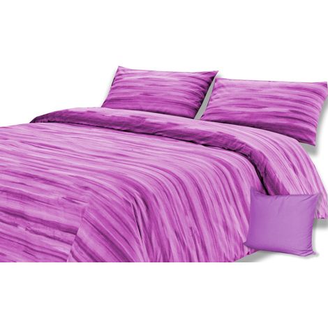 Housse de couette en pur coton dis. VÉRONE avec coussin MEUBLES 2 PLACES Fuchsia