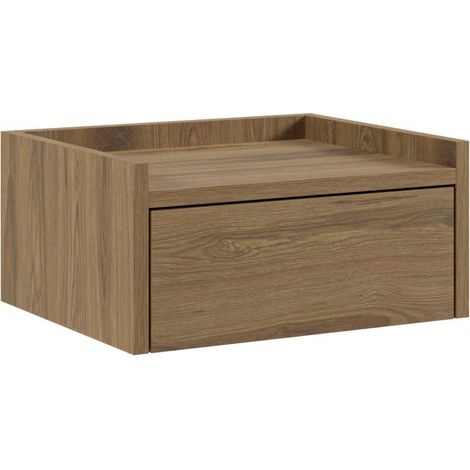 Mesita de noche suspendida modelo Blanca 1 cajón acabado roble-ud, 42cm(ancho) 18.2cm(alto) 35cm (fondo) (1/5)