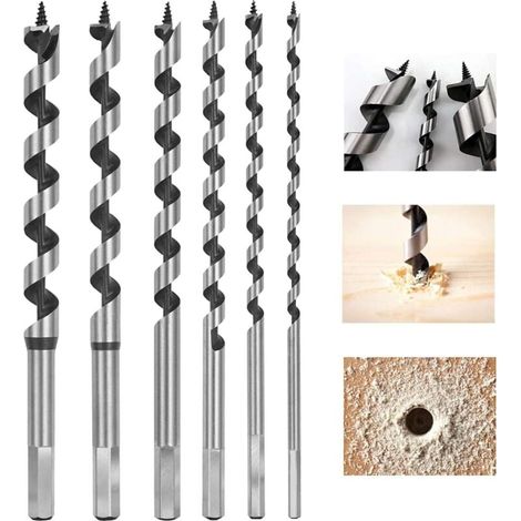 Mèche à Hélicoïdal Hexagonal 6 PCS Set 6mm 8mm 10mm 12mm 14mm 16mm Bois (1/4)