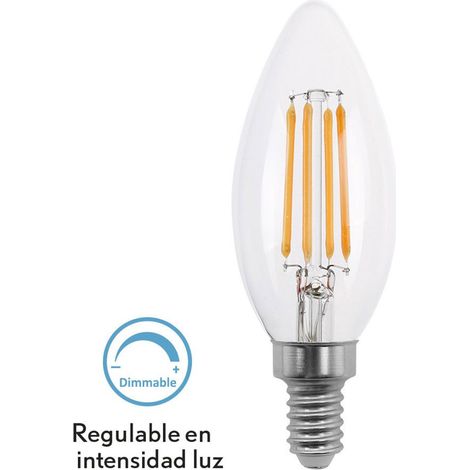 Ampoule à filament de type bougie 4 W, dimmable, culot E14, 400 lm, 10 x 3,5 cm, 2700 K
