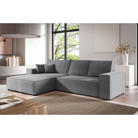 Ecksofa Schlafsofa LEVIO Stoff ARAGON Grau Ottomane Links (1/5)