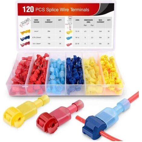 120/60 Pair Self-Detachable T-Type Quick Disconnect Terminal Block Kit with Fully Insulated Nylon Quick Disconnect Male Connectors (1/4)