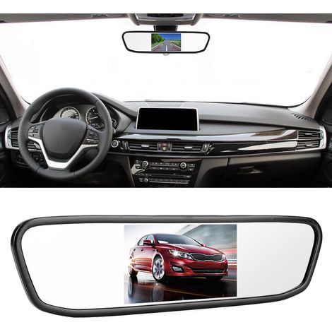 Écran de rétroviseur HD 4,3 pouces pour voiture avec caméra de recul 8 LED étanche et vision nocturne (1/5)