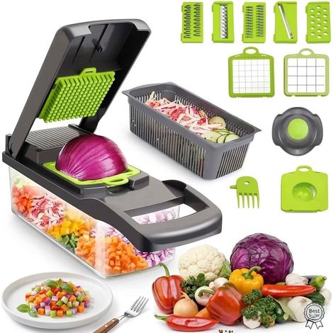 Râpe multifonction manuelle 16 en 1 pour légumes fruits et préparation culinaire (1/5)