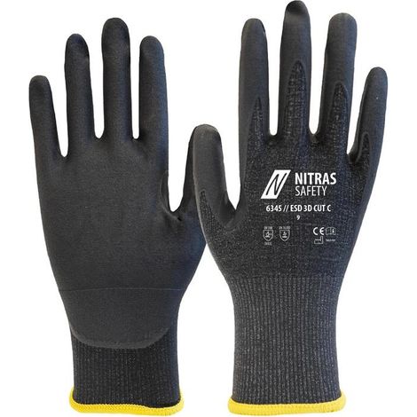 NITRAS Schnittschutzhandschuhe ESD 3D CUT C Gr.9 anthrazit/schwarz EN 388 PSA II (1/4)