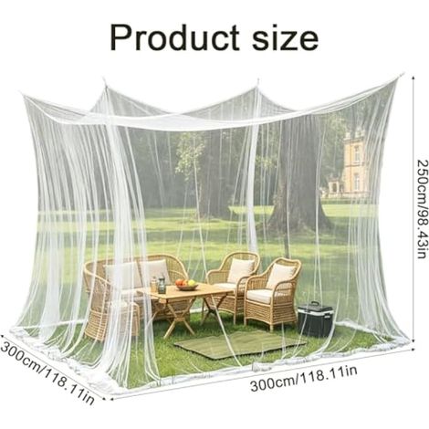 Moustiquaire pour l'intérieur et l'extérieur, 300 x 300 x 250 cm, 220 Mailles, XXL Moustiquair de Voyage, Moustiquaire XXL pour Jardin, Pergolas, Patios et Camping (1/4)