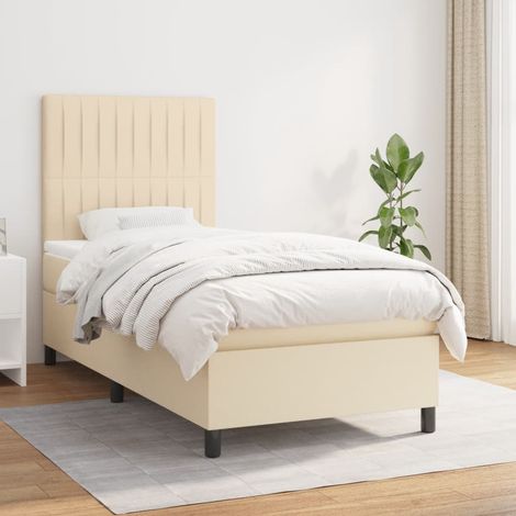 Sommier à lattes de lit avec matelas Crème 80x200 cm Tissu (1/5)