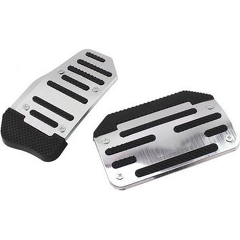 Lot de 3 protège-pédales de frein, anti-usure et antidérapants, pour pédale d'accélérateur manuelle de voiture (couleur argentée). (1/4)
