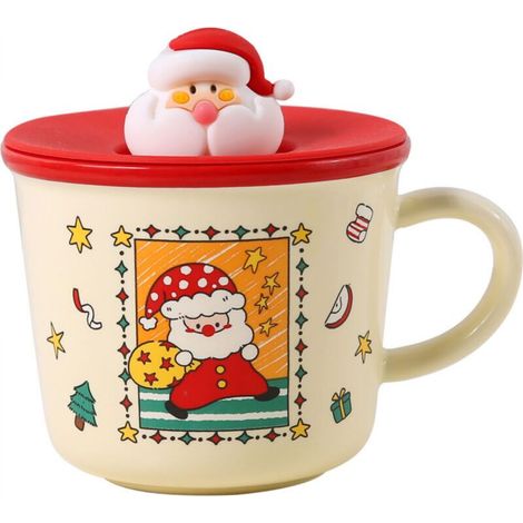 Christmas Santa Mug, Ceramic Christmas Coffee Mug, Christmas Mug Set, Autumn Coffee Mug, Ceramic Coffee Mug, Large Tea Mug for Coffee, Hot Chocolate (Red) (1/4)