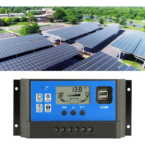 Contrôleur de panneau solaire, régulateur de tension photovoltaïque PWM, chargeur de cellules solaires 12V/24V (1/4)